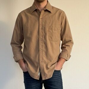 Men's Tan Casual Button-Down Shirt